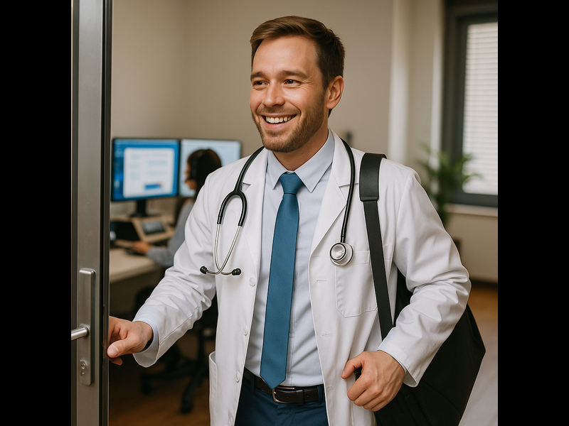Happy doctor with work-life balance