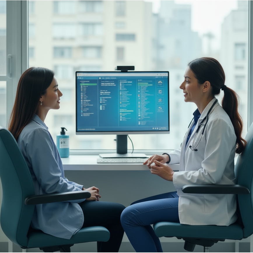 Medical scribe working with EHR system